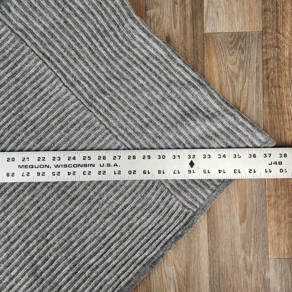 Sofia Cashmere Striped V Neck Poncho One Size 100% Cashmere‎ Grey - Picture 6 of 13
